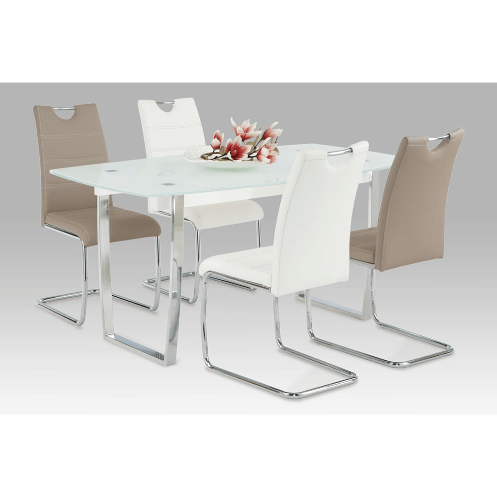 Scaun dining, alb/cusatura culoare deschisa, ABIRA NEW — imaginea 3