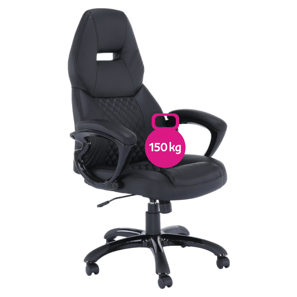 Fotoliu birou, piele eco neagra, HEVYR — imaginea 15