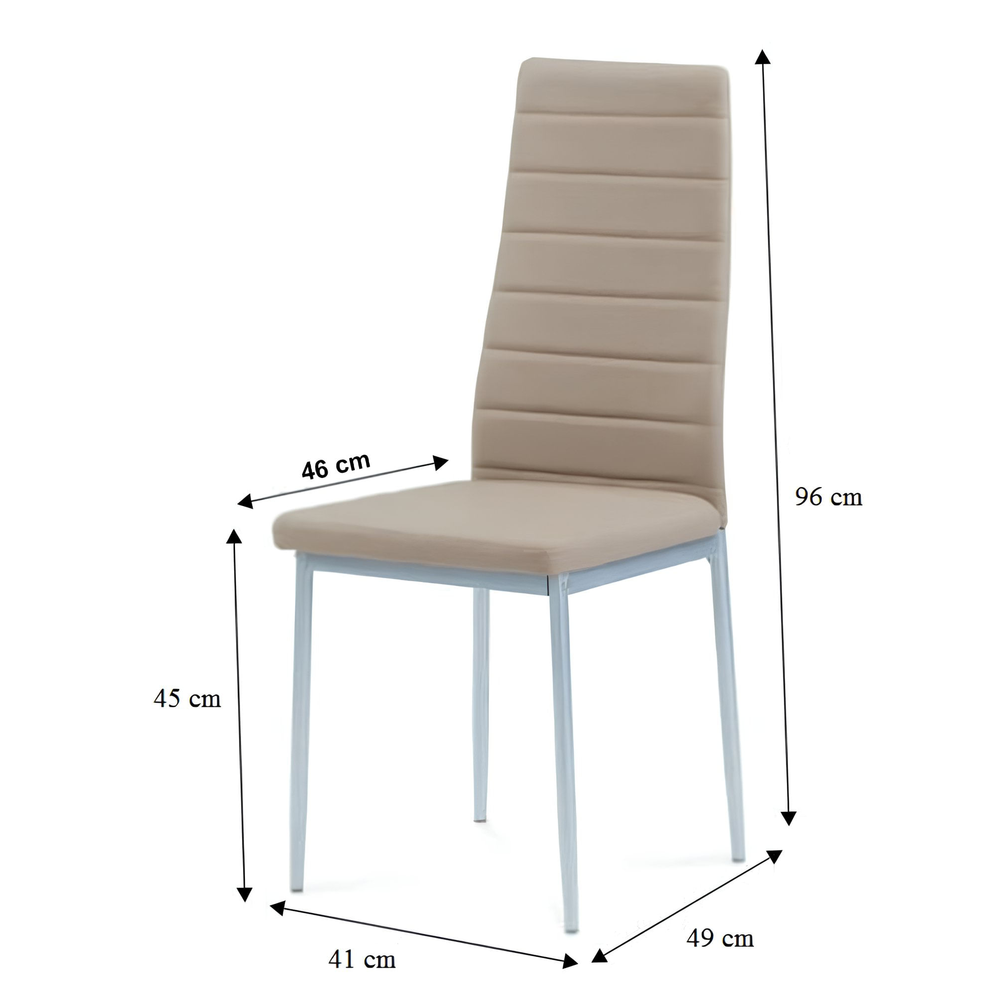 Scaun, piele eco bej/metal gri, COLETA NOVA — imaginea 4
