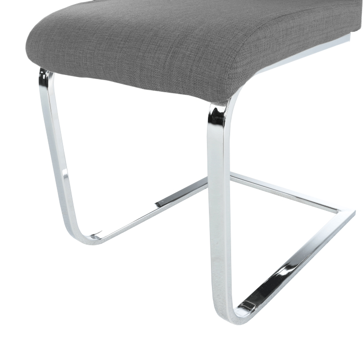 Scaun dining, material textil gri inchis/crom, AMINA — imaginea 9