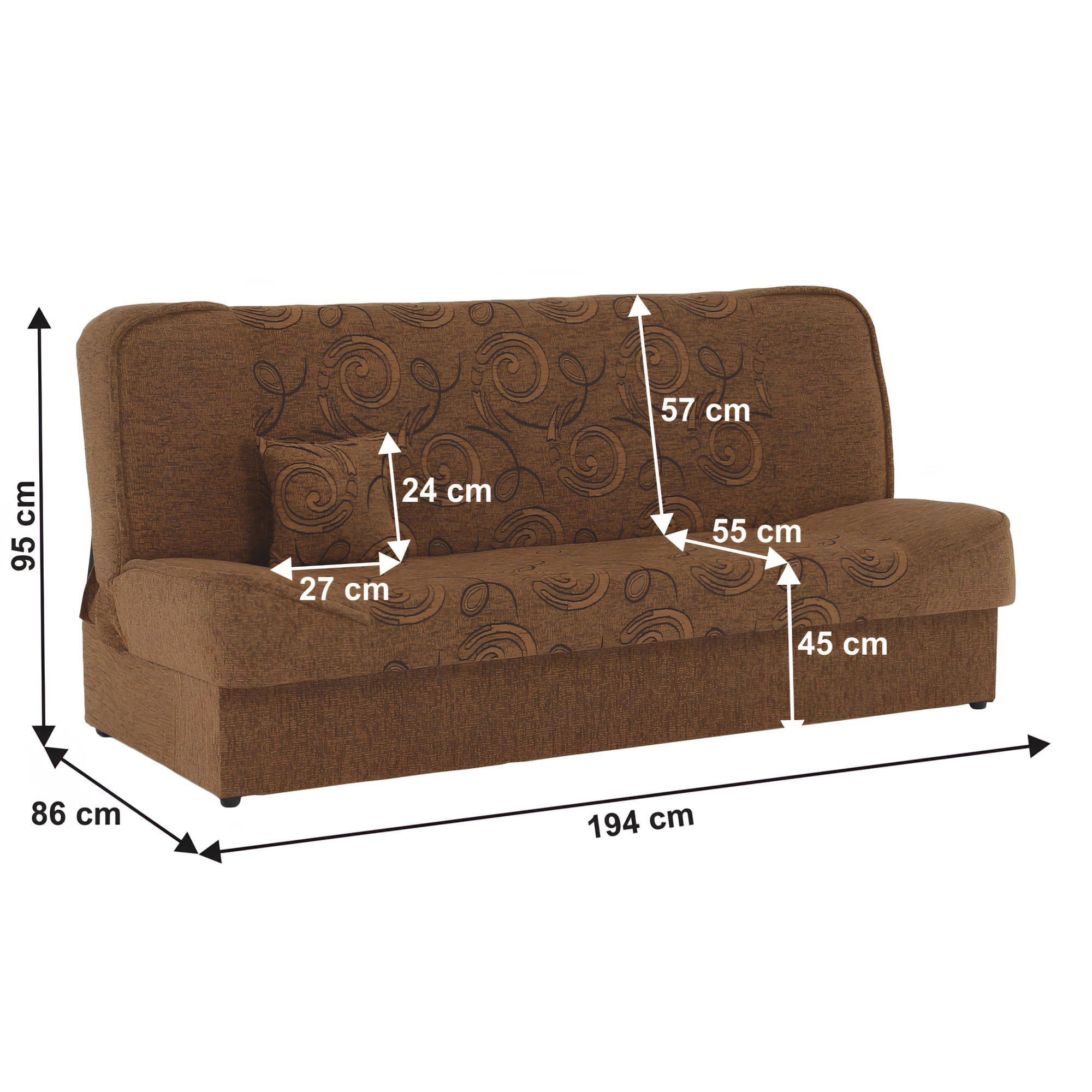 Canapea extensibila, material textil caramiziu/model, ASIA NEW — imaginea 2