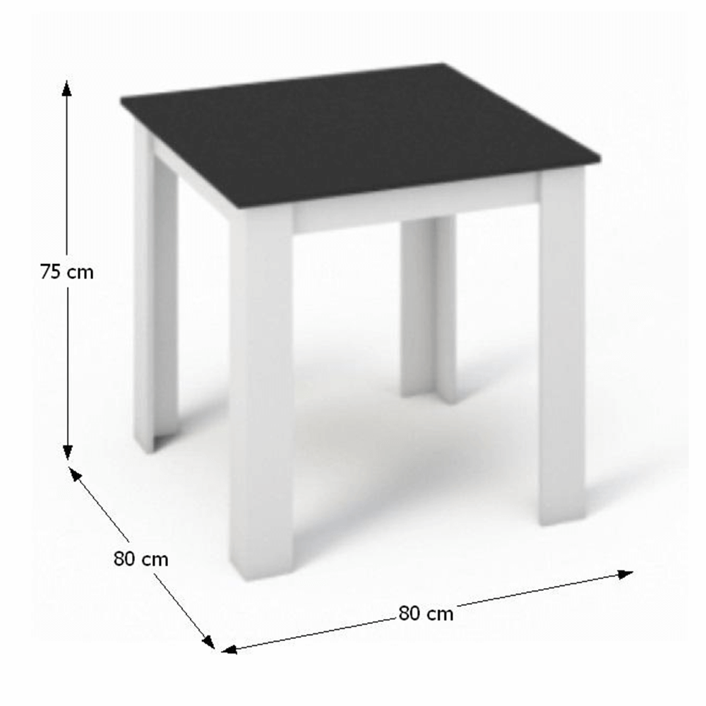 Masa dining, alb/negru, 80x80 cm, KRAZ — imaginea 2