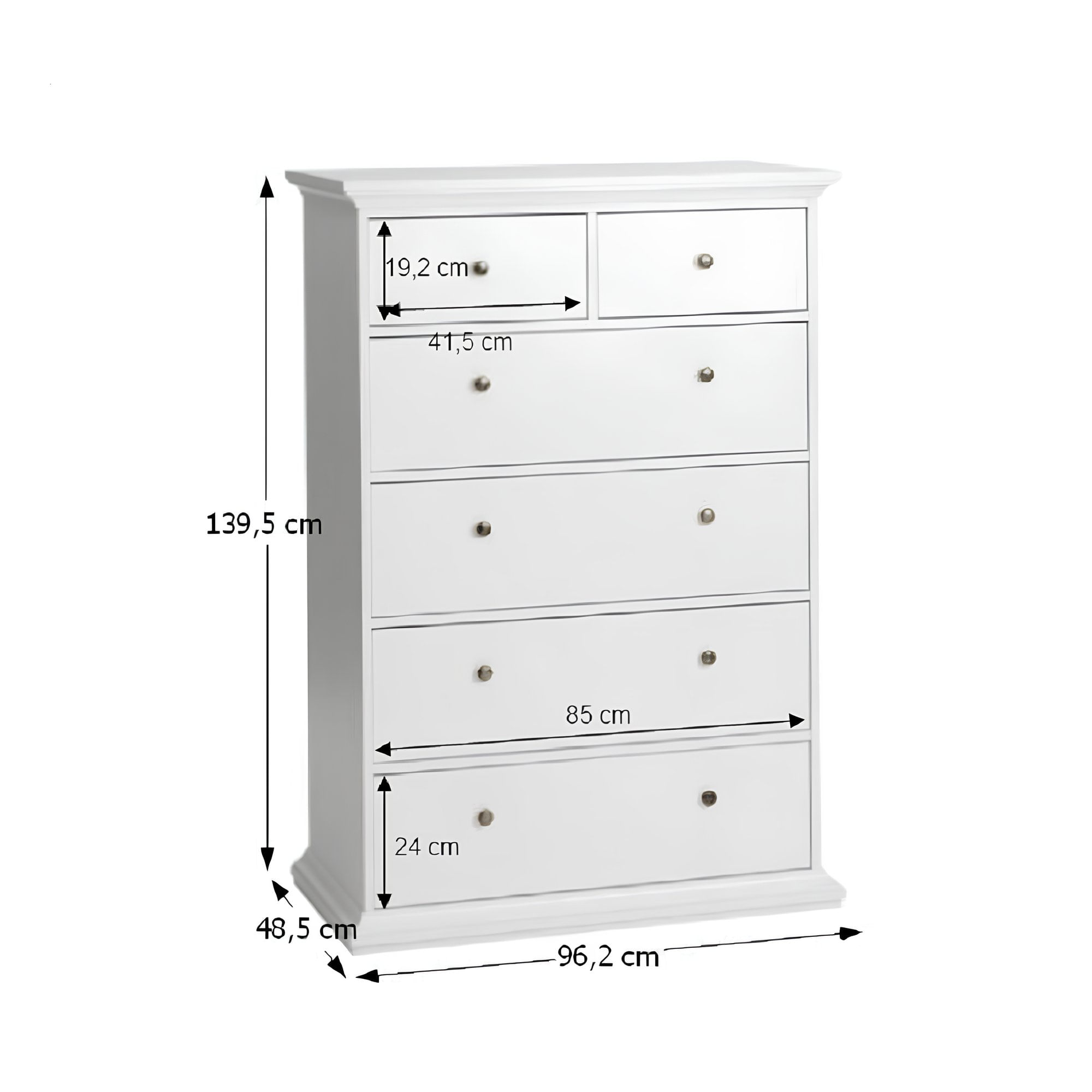 Comoda PAL infoliat/MDF lacuit, alb, PARIS 76718 — imaginea 2
