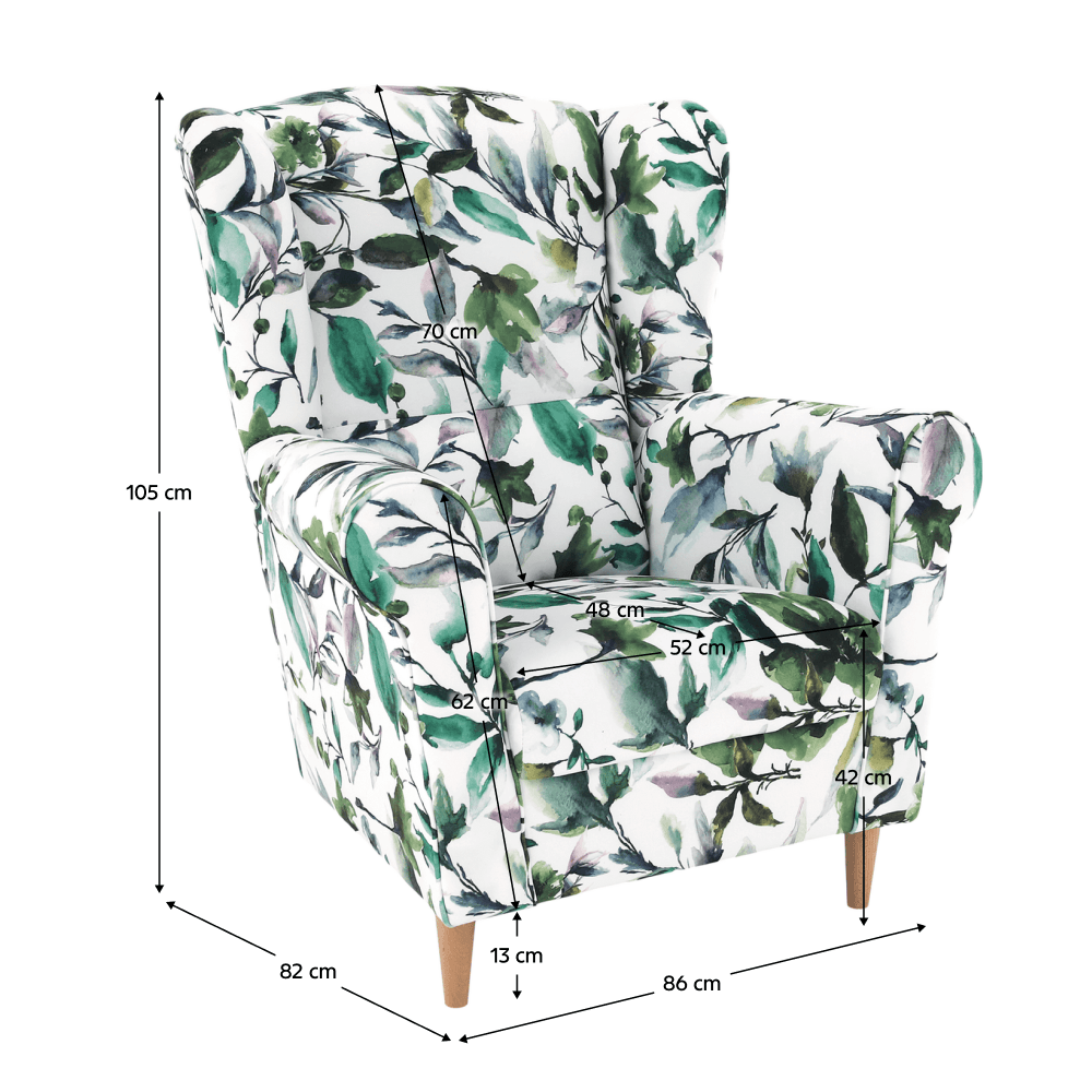 Fotoliu, material textil model frunze verzi, CHARLOT — imaginea 4