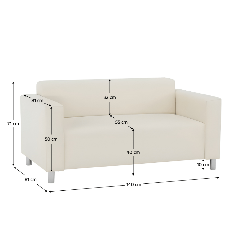Canapea 2 locuri, piele ecologica bej, HOMKER — imaginea 10