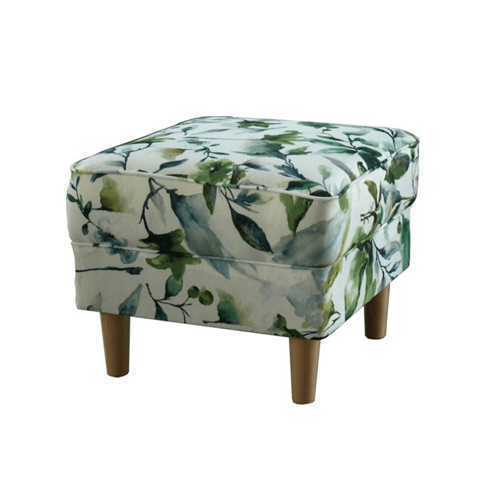 Fotoliu cu taburet, material textil model frunze verzi, ASTRID — imaginea 4