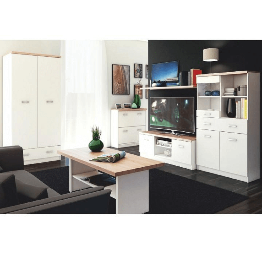Comoda TV 2D, PAL melaminat, alb/stejar sonoma, TOPTY TYP 15 — imaginea 3