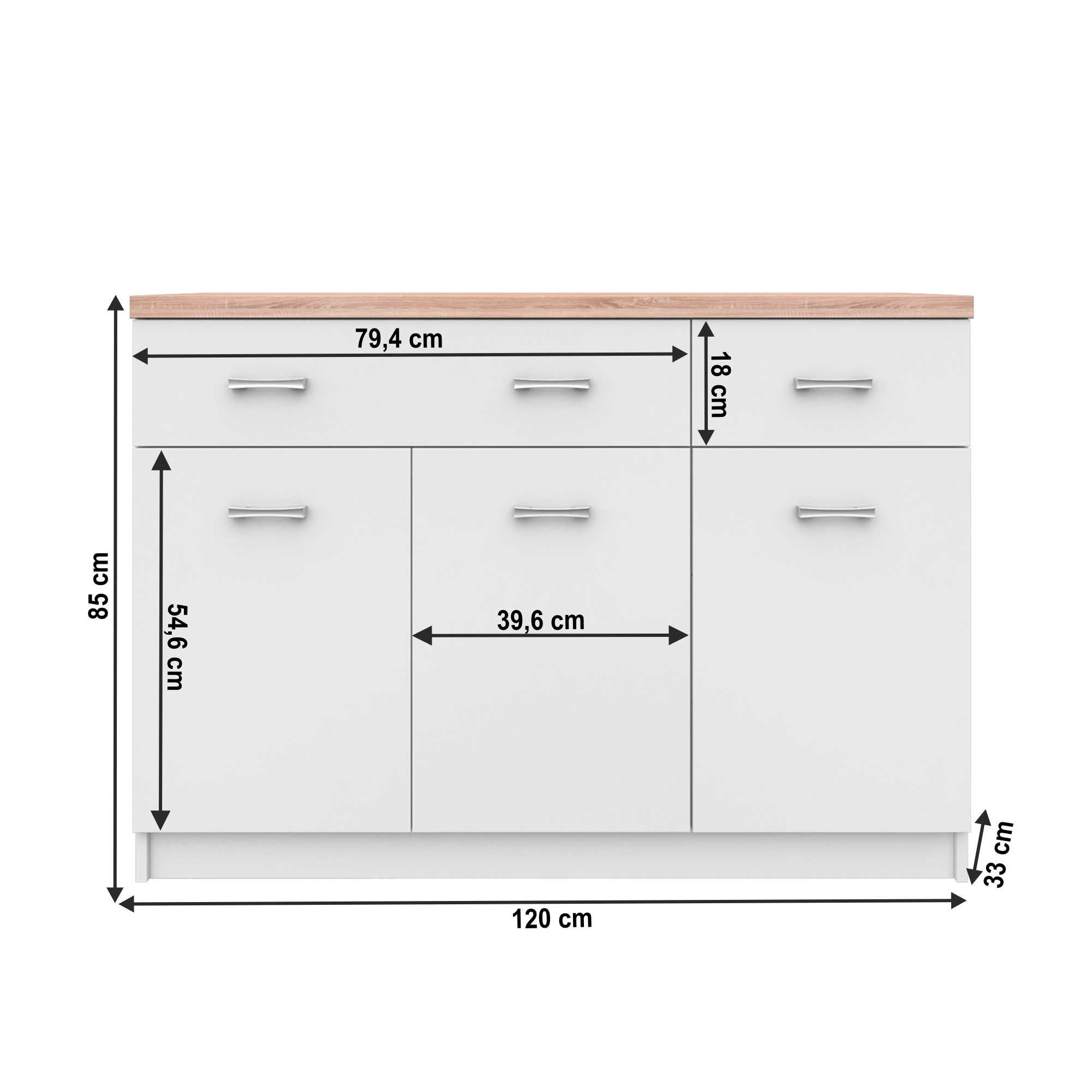 Comoda 3d2s, alb/stejar sonoma, TOPTY TYP 07 — imaginea 3