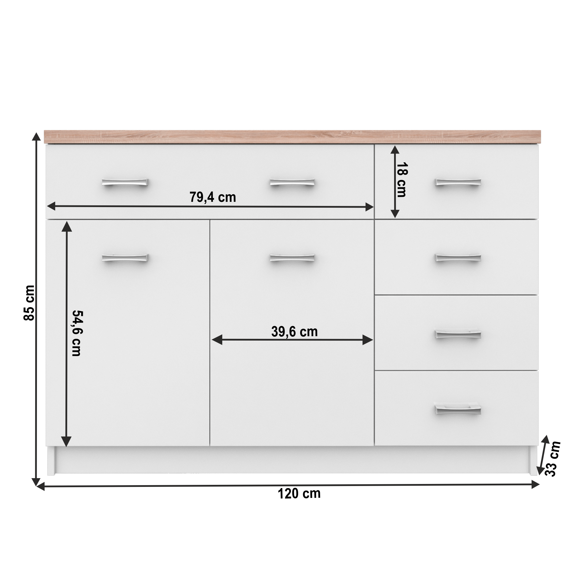 Comoda 2d5s, alb/stejar sonoma, TOPTY TYP 08 — imaginea 3