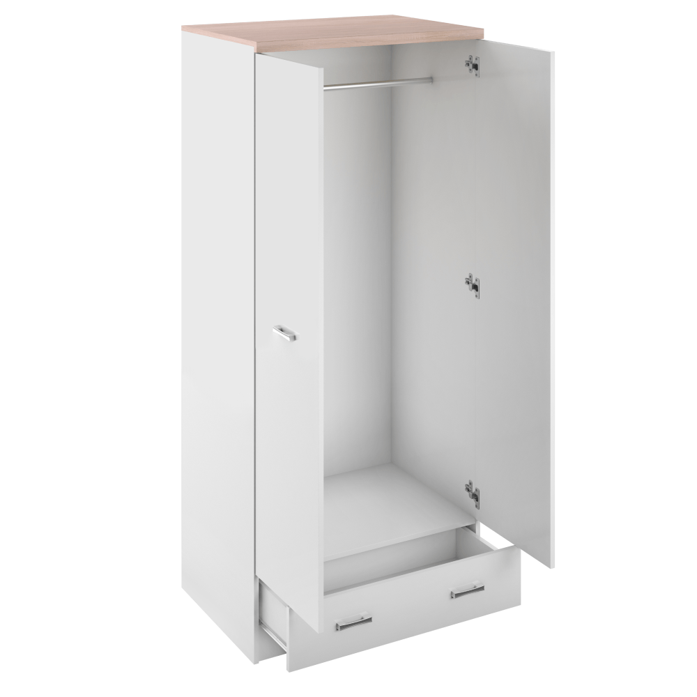Dulap cu doua usi 2D1S, alb/stejar sonoma, TOPTY TYP 01 — imaginea 2