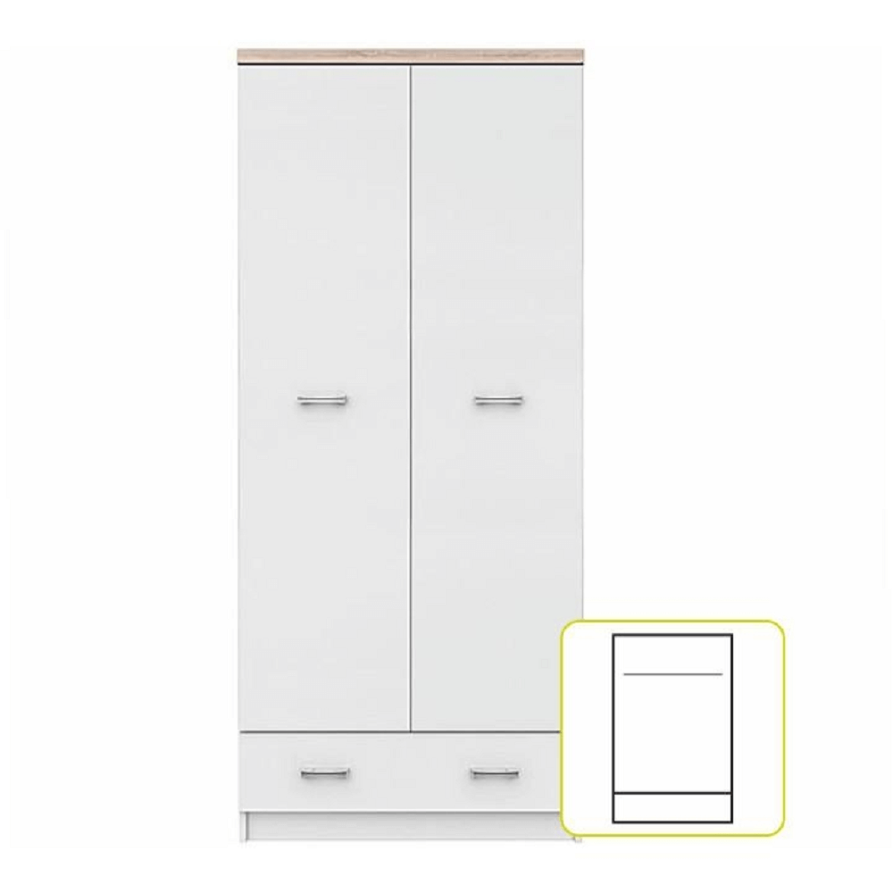Dulap cu doua usi 2D1S, alb/stejar sonoma, TOPTY TYP 01 — imaginea 3