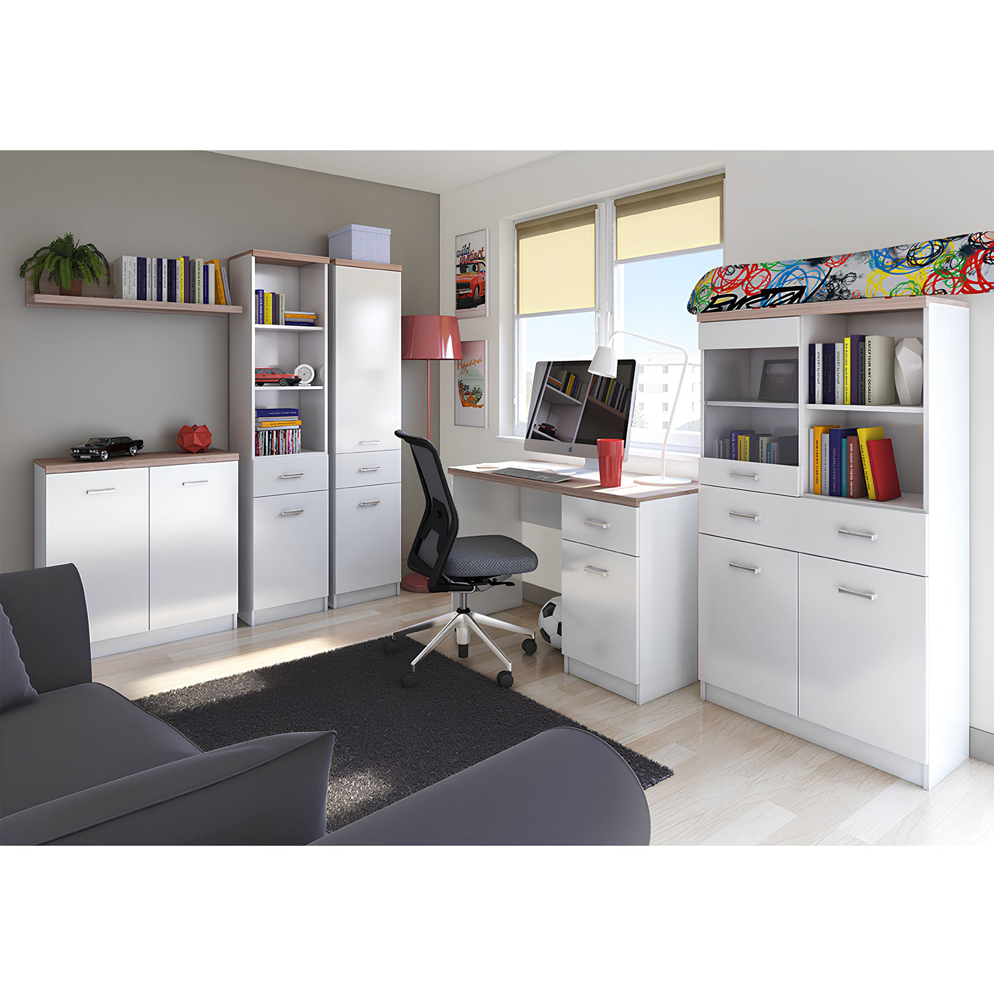 Vitrina 2D1W1S/80, alb/stejar sonoma, TOPTY TYP 02 — imaginea 4