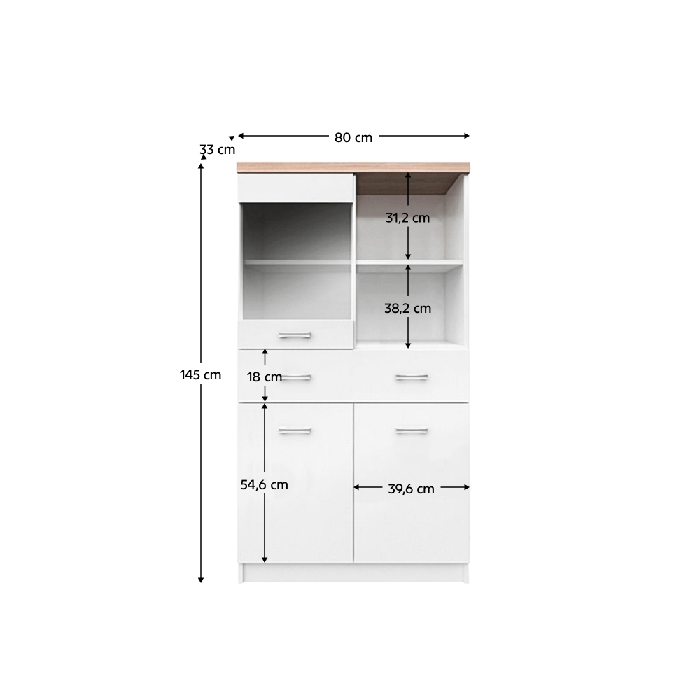 Vitrina 2D1W1S/80, alb/stejar sonoma, TOPTY TYP 02 — imaginea 5