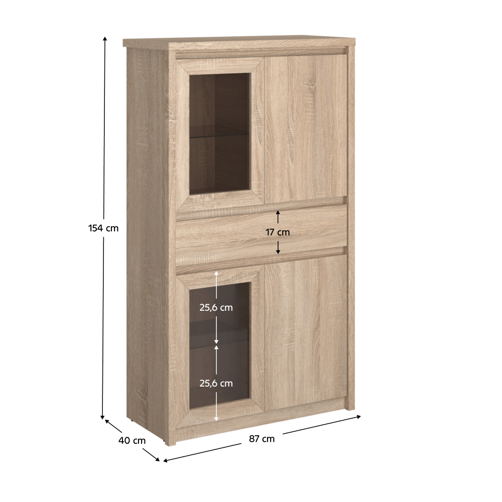 Vitrina TYP 7, PAL melaminat, stejar sonoma, NORTY — imaginea 6