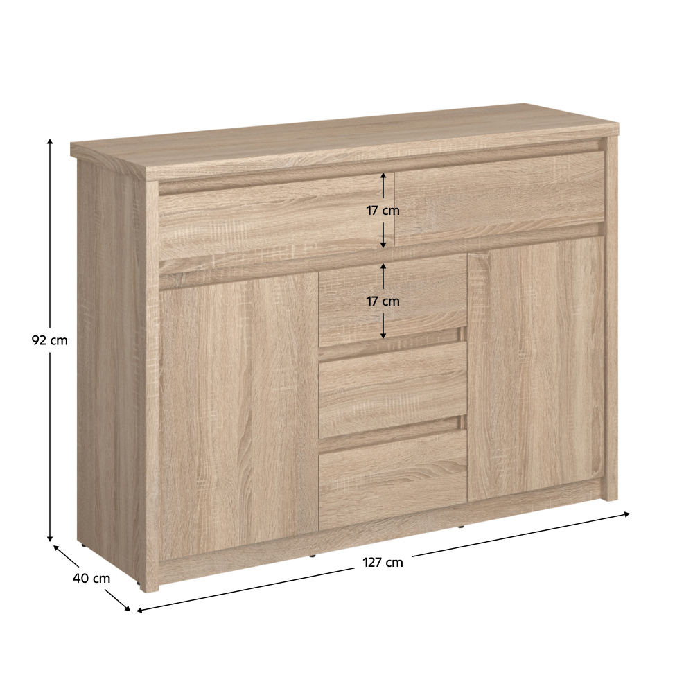 Comoda TYP 10, PAL melaminat, stejar sonoma, NORTY — imaginea 7