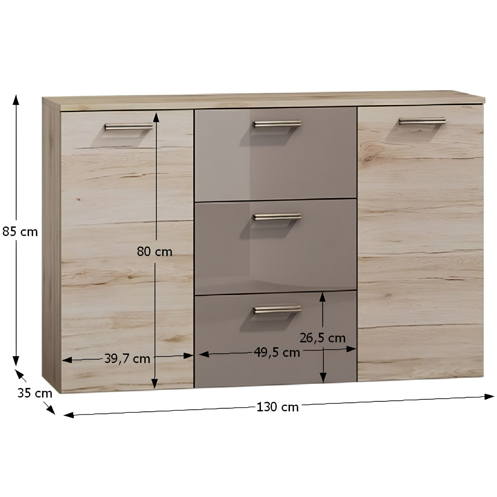 Comoda, stejar san marino/latte extra lucios HG, ASSOR — imaginea 3