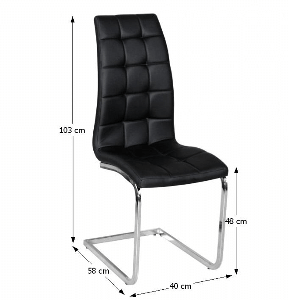 Scaun bucatarie, piele ecologica negru/crom, DULCIA — imaginea 2