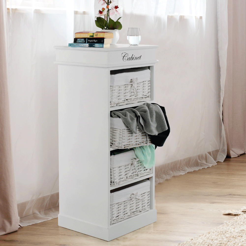 Comoda cu 4 sertare (cosuri), alb, BLANCO — imaginea 2