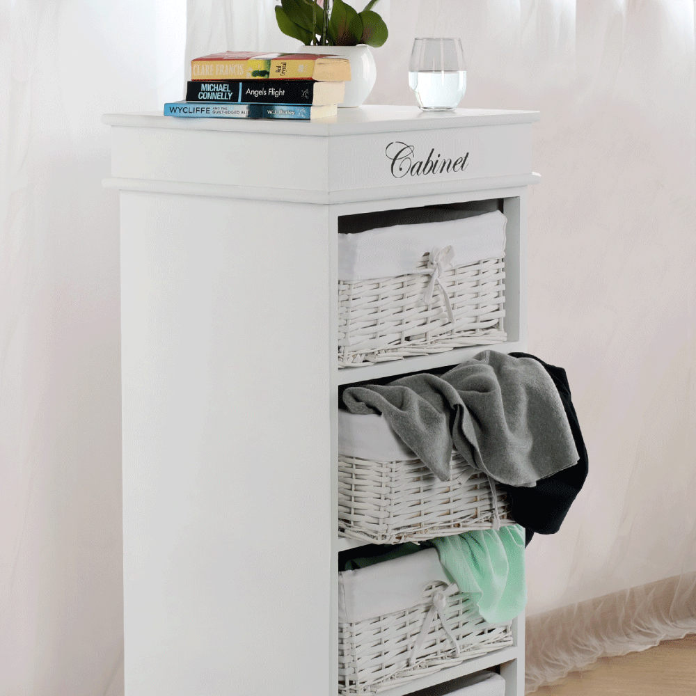 Comoda cu 4 sertare (cosuri), alb, BLANCO — imaginea 4