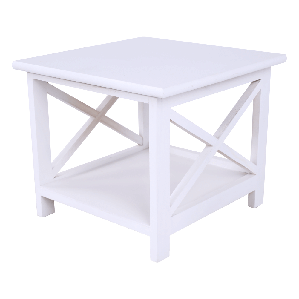 Noptiera, lemn/rachita/material textil, alb, RAFAELLO — imaginea 4