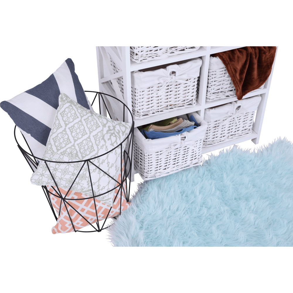 Comoda, lemn/rachita/material textil, alb, RAFAELLO 6 — imaginea 2