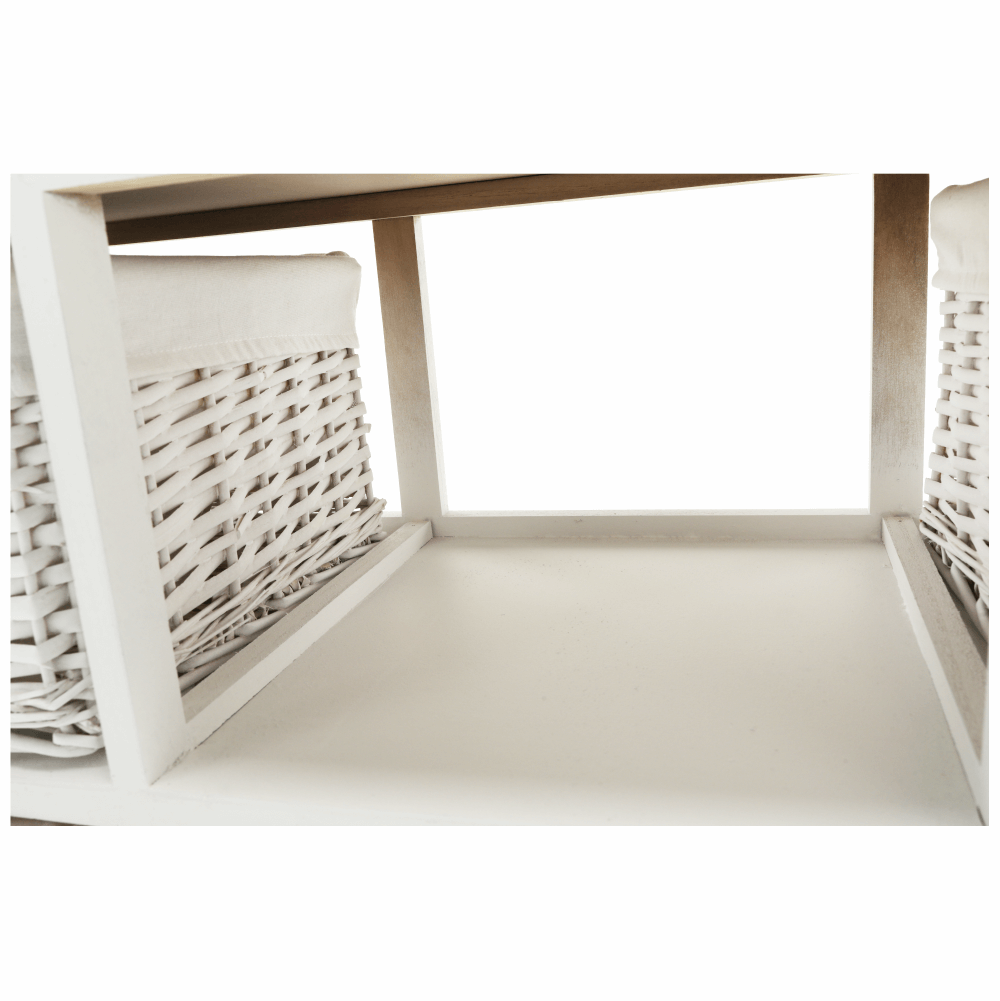 Comoda, lemn/rachita/material textil, alb, RAFAELLO 9 — imaginea 3
