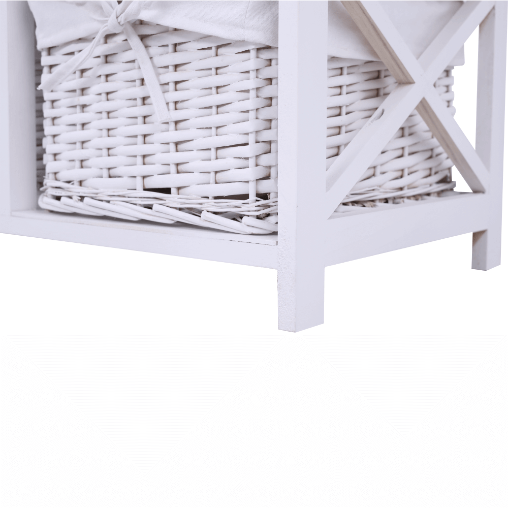 Comoda, lemn/rachita/material textil, alb, RAFAELLO 6 — imaginea 3