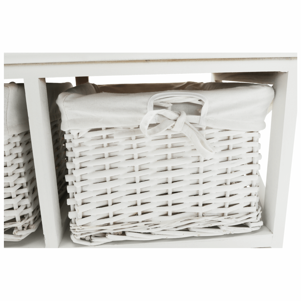 Comoda, lemn/rachita/material textil, alb, RAFAELLO 9 — imaginea 4