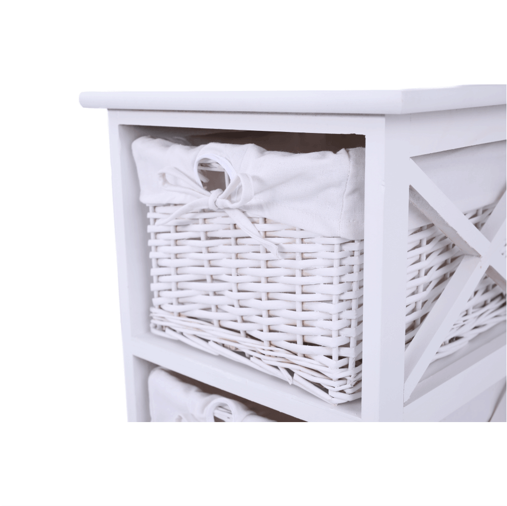 Comoda, lemn/rachita/material textil, alb, RAFAELLO 3 — imaginea 3