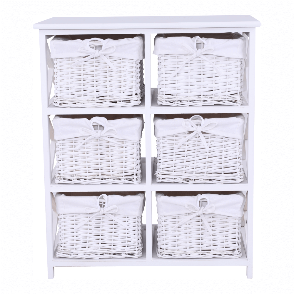 Comoda, lemn/rachita/material textil, alb, RAFAELLO 6 — imaginea 4