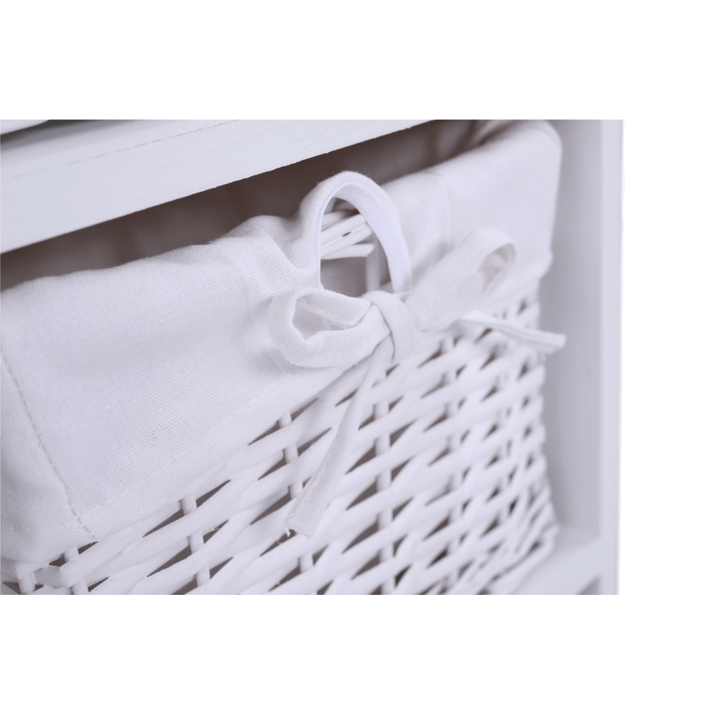 Comoda, lemn/rachita/material textil, alb, RAFAELLO 3 — imaginea 6