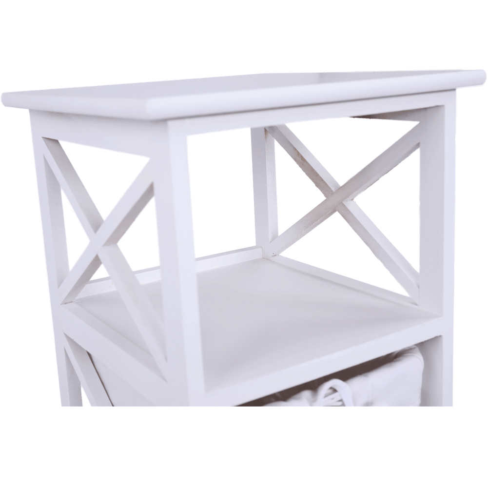 Comoda, lemn/rachita/material textil, alb, RAFAELLO 3 — imaginea 7