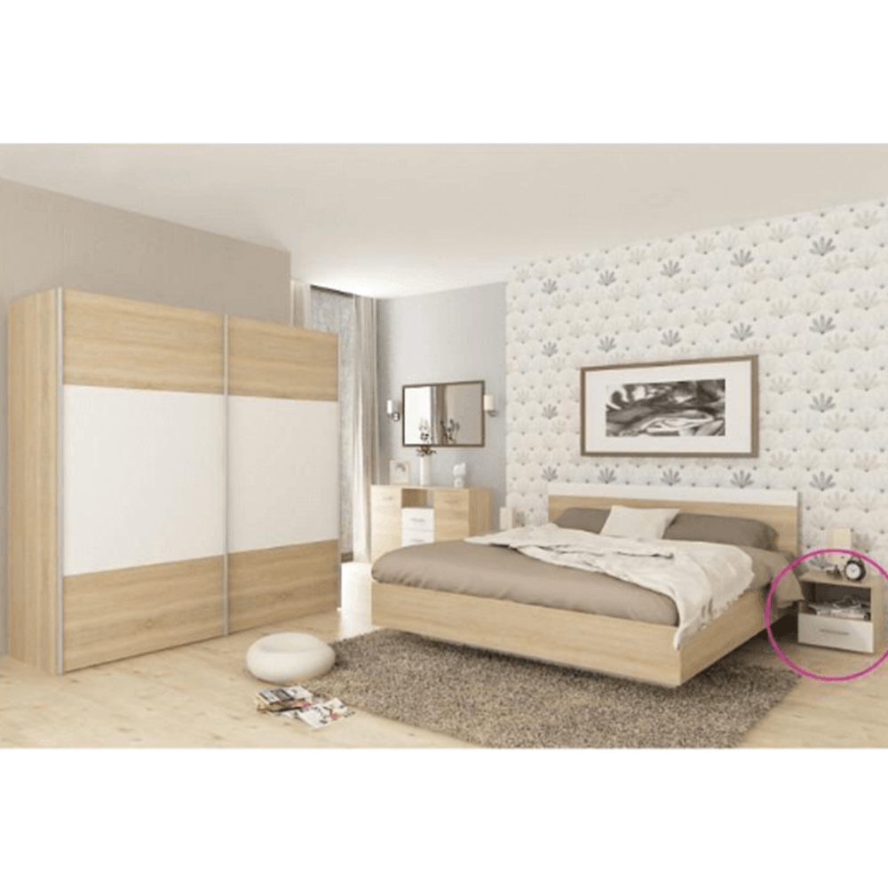Noptiera, 2 buc., stejar sonoma/alb, GABRIELA — imaginea 2
