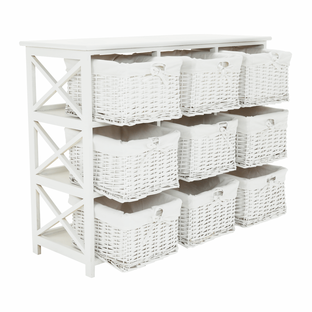 Comoda, lemn/rachita/material textil, alb, RAFAELLO 9 — imaginea 9