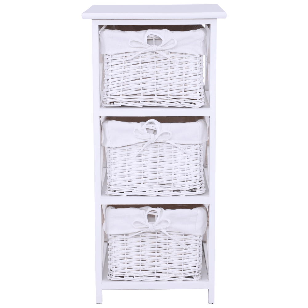 Comoda, lemn/rachita/material textil, alb, RAFAELLO 3 — imaginea 10