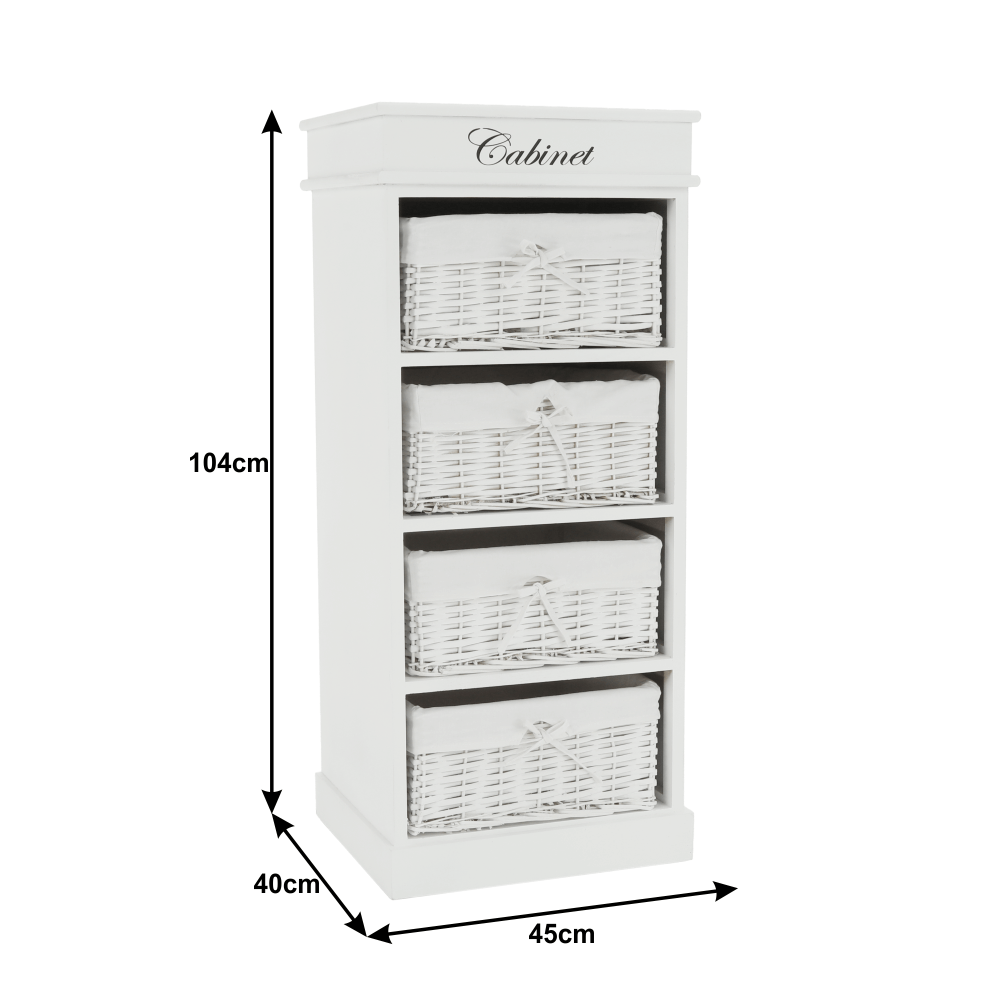 Comoda cu 4 sertare (cosuri), alb, BLANCO — imaginea 19