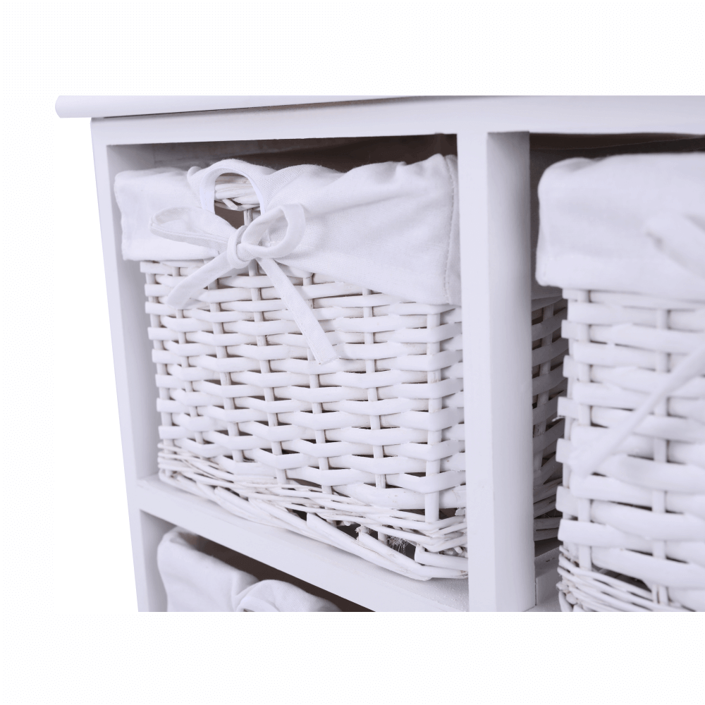 Comoda, lemn/rachita/material textil, alb, RAFAELLO 6 — imaginea 9