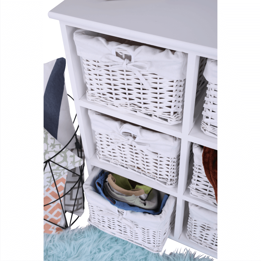 Comoda, lemn/rachita/material textil, alb, RAFAELLO 6 — imaginea 10
