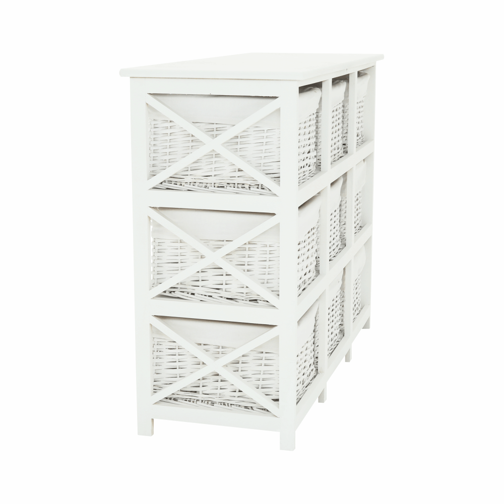 Comoda, lemn/rachita/material textil, alb, RAFAELLO 9 — imaginea 12