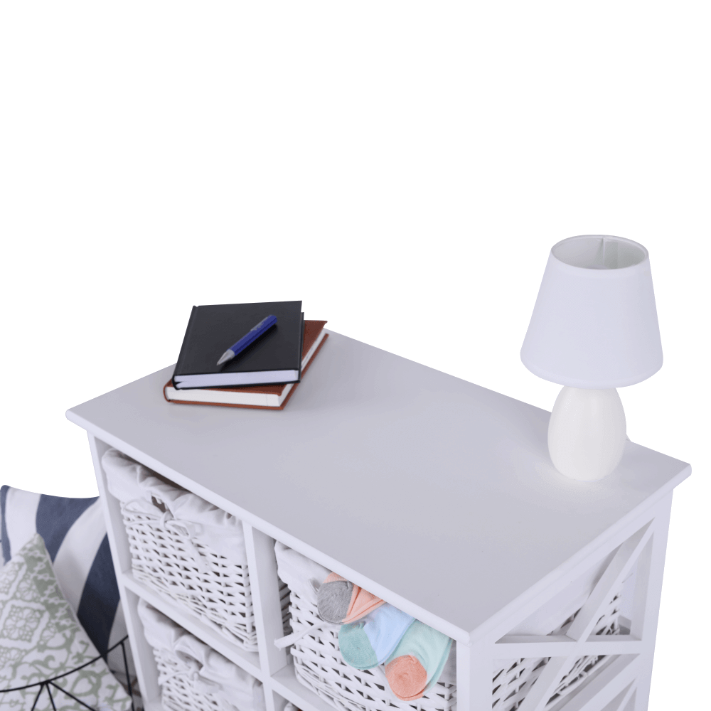 Comoda, lemn/rachita/material textil, alb, RAFAELLO 6 — imaginea 11
