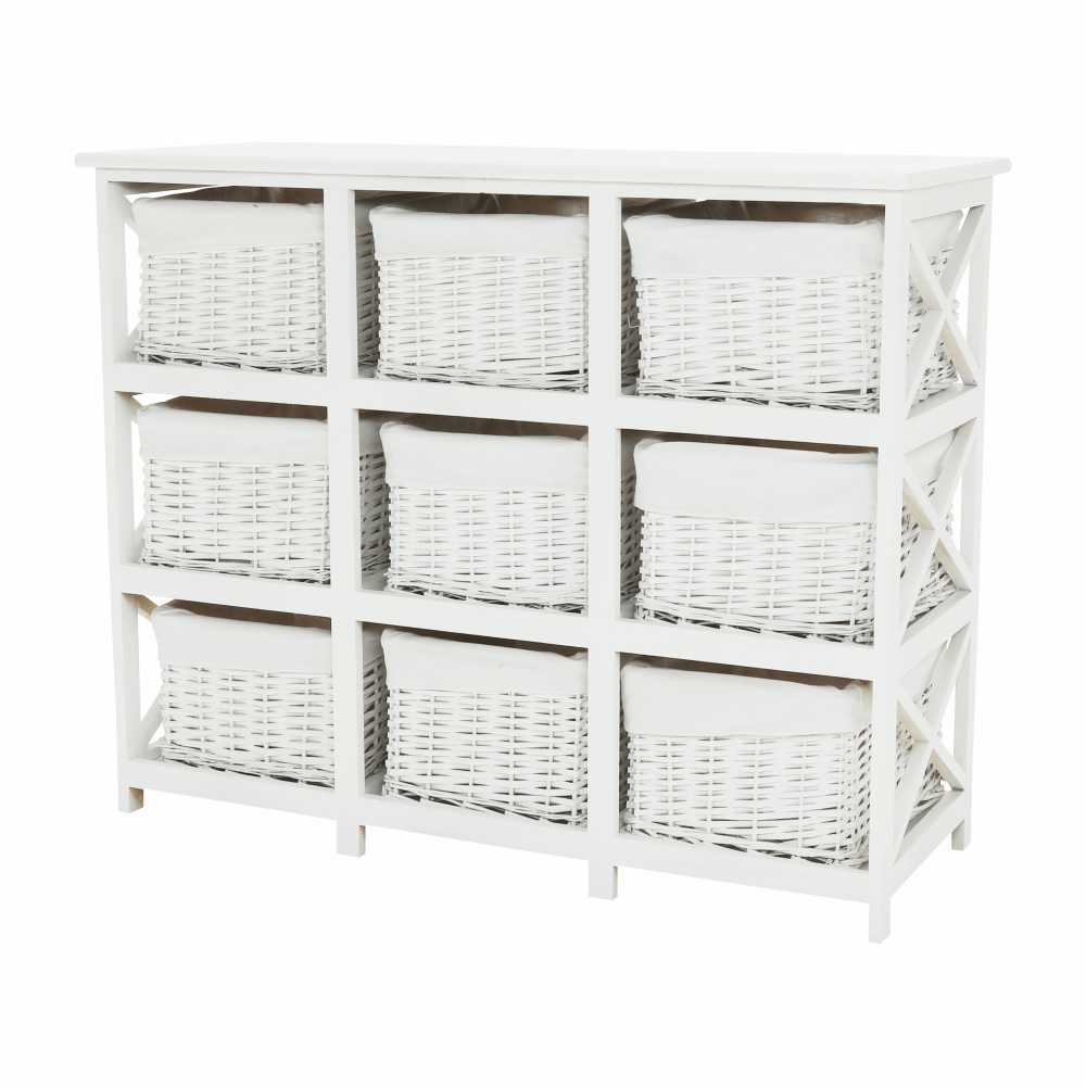 Comoda, lemn/rachita/material textil, alb, RAFAELLO 9 — imaginea 13