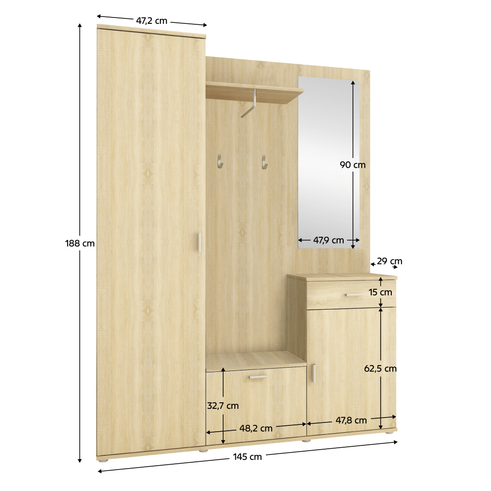 Ansamblu hol, stejar sonoma, AMALIA — imaginea 4