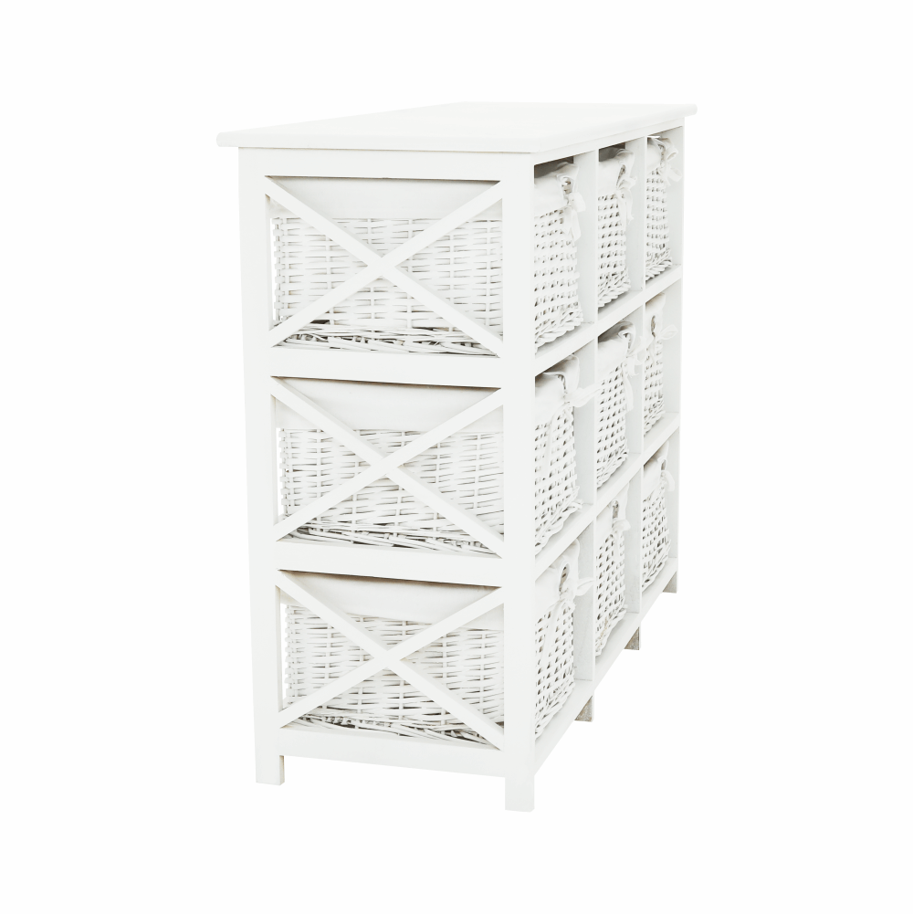 Comoda, lemn/rachita/material textil, alb, RAFAELLO 9 — imaginea 14