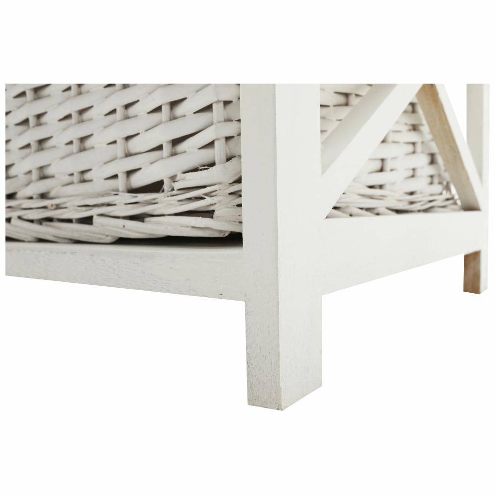 Comoda, lemn/rachita/material textil, alb, RAFAELLO 9 — imaginea 15