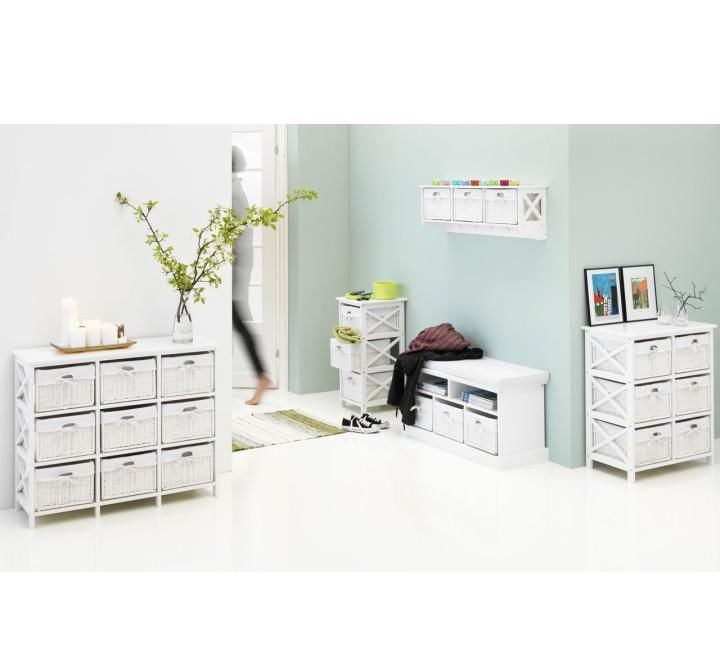 Comoda, lemn/rachita/material textil, alb, RAFAELLO 9 — imaginea 17