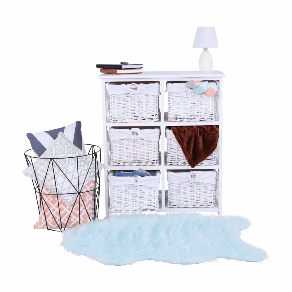 Comoda, lemn/rachita/material textil, alb, RAFAELLO 6 — imaginea 16