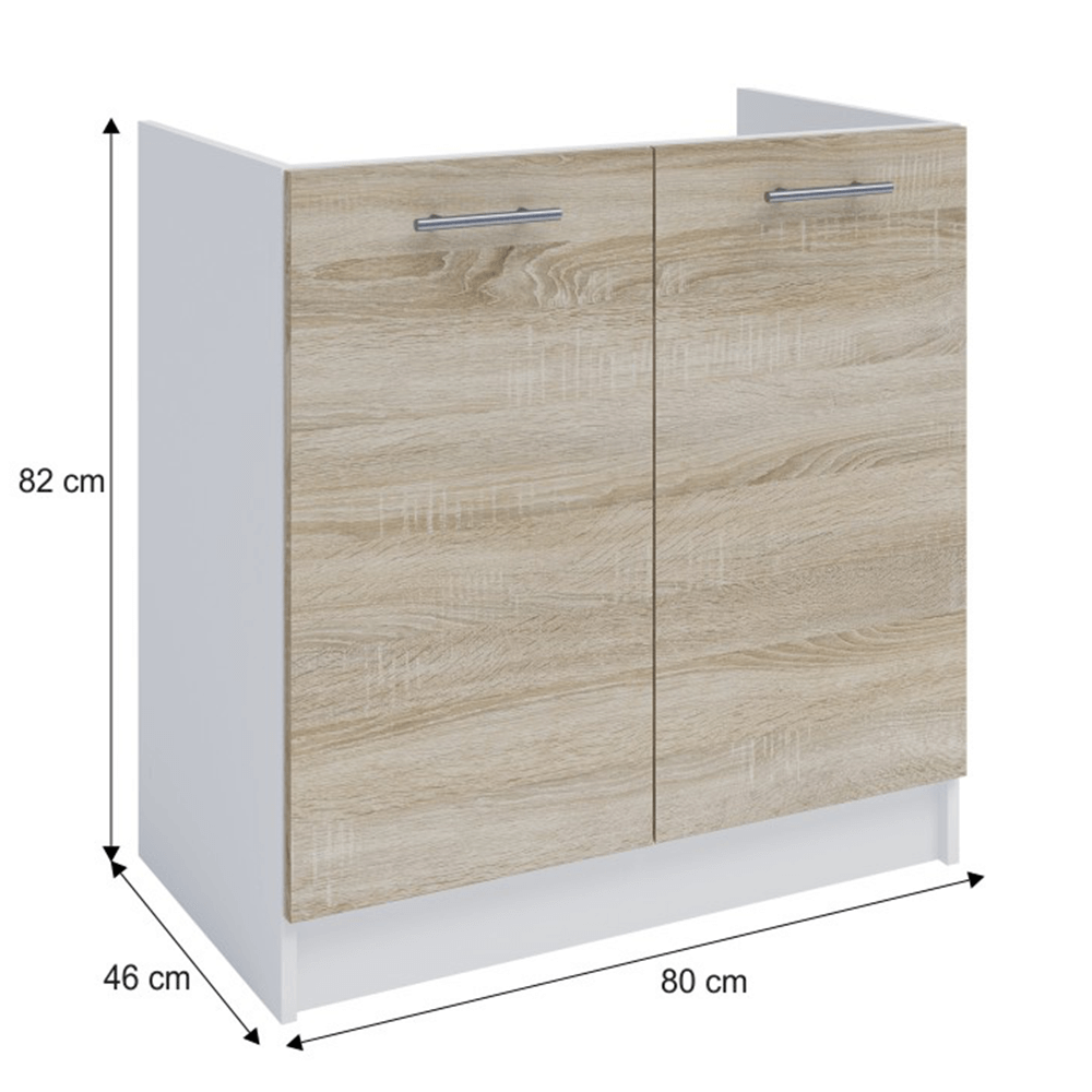 Dulap inferior, stejar sonoma/alb, FABIANA S - 80ZL — imaginea 4