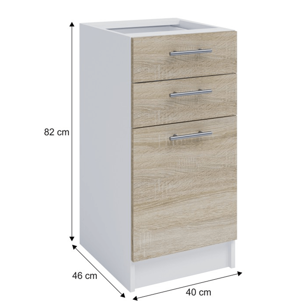Dulap inferior, stejar sonoma/alb, FABIANA S - 40SZ2 — imaginea 4