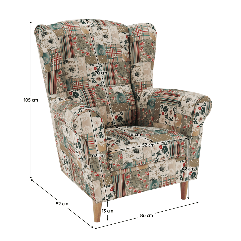 Fotoliu, material textil in stilul patchwork viorica 1, CHARLOT — imaginea 6