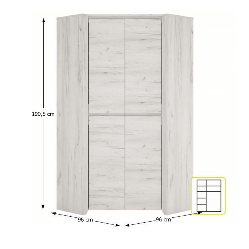 Dulap de colt typ 21, alb craft, ANGEL — imaginea 3